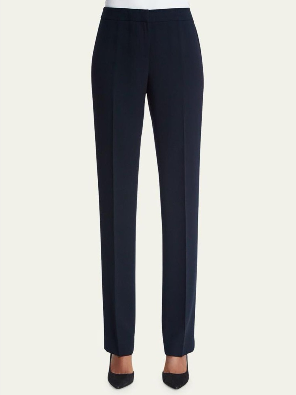 LAFAYETTE 148 NY Navy Bleecker Finesse Crepe Pants Size 12 Side Zip